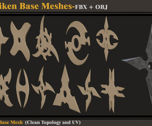 15 Shuriken Base Meshes - FBX - OBJ