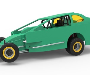 Northeast Dirt Modified stock car while turning V2 Scale 1:25