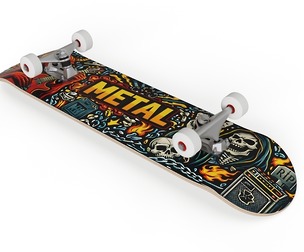 Heavy Metal Skateboard Complete with Skull and Devil Graphic Art