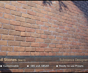 Bricks And Stones Vol.1: Customizable SBS, SBSAR with PBR Texture Maps