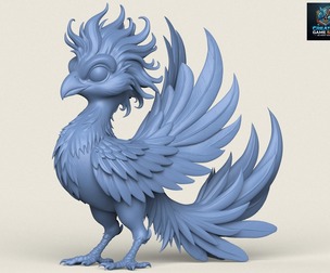 Fantasy Fire Bird Print Ready 3D Model
