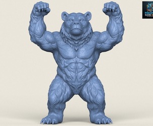 Wild Muscular Bear Character Print Ready 3D Model