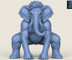 Warrior Elephant Character Print Ready 3D Model