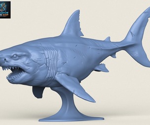 Megalodon Shark Fish Print Ready 3D Model