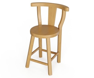 Rustic Farmhouse Wooden Bar Stool with Curved Backrest