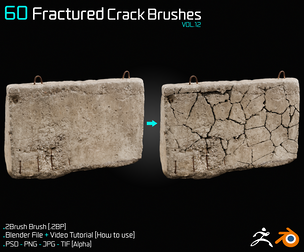 60 Fractured Crack Brushes - Blender & ZBrush - Vol.12