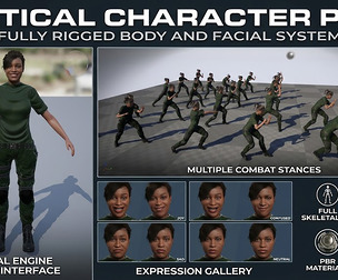 Highly Rigged Tactical Female Character  Multiple Poses  Expressions for UE5