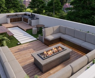 Modern Roof Garden with BBQ-Fire Pit- Sketchup