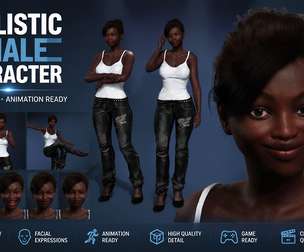 Realistic Female Character Fully Rigged with Body and Facial Blendshapes
