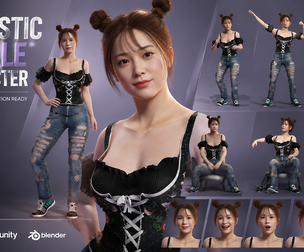 Modern Trendy Girl Character Fully Rigged Blendshapes Street Fashion Female Game Ready