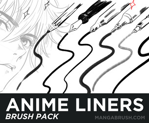 100+ Manga / Anime Liners | Photoshop, Procreate, Clip Studio Paint | g-pen maru saji tama ink