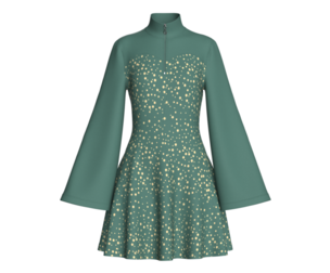Girls Quarter-Zip Bell Sleeve Midi Dress | Marvelous / Clo3d / obj / fbx