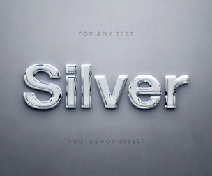 Glossy Silver PSD Fully Editable Text Effect. Layer Style PSD Mockup Template
