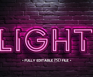 Neon PSD Fully Editable Text Effect. Layer Style PSD Mockup Template