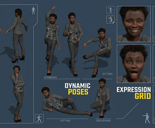 Professional Office Woman 3D Model  Full Body  Face Rigged