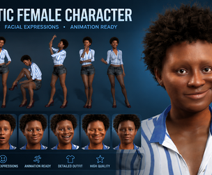 Realistic Female Character  Fully Rigged with Body and Facial Blendshapes