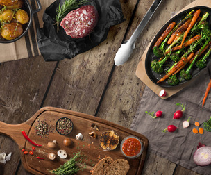 Food Kitchen Mockup PSD Template.