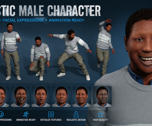 Realistic Male Character  Fully Rigged with Body and Facial Blendshapes