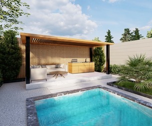 Modern Villa Landscape Backyard Design-pergola-pool free
