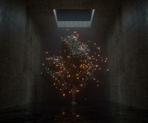 Cinematic Mystical Tree with Glowing Fireflies