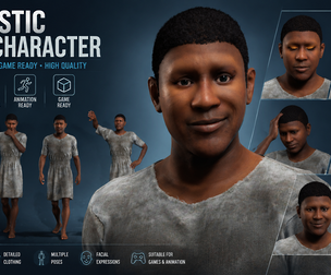 Realistic Male Character Full Body Rig Facial Expressions Game Ready