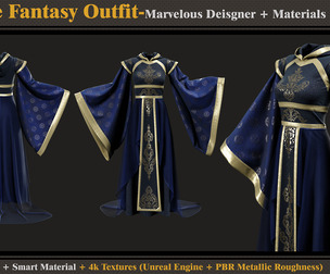 Chinese Fantasy Outfit-MD-Clo3d-Smart Material- Textures-OBJ-FBX