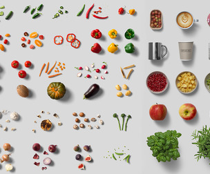 Fresh Vegetables, Drinks Elements PSD Kit, Cutout Fruits, Herbs, Coffee Cups, Salad Ingredients