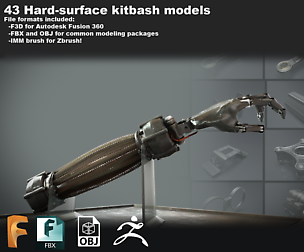 Free sci-fi kitbash set  - Fusion 360 - Zbrush -