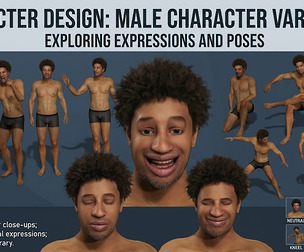 Realistic Curly Hair Black Male Character Fully Rigged  Blendshapes