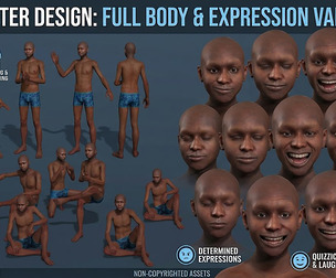 Realistic Skinny Bald Black Male Character  Fully Rigged  Blendshapes