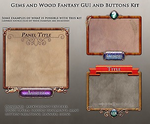 Wood and Gems Fantasy Game GUI Kit