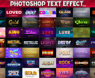 100 Photoshop Text Effects, 3D Fully Editable PSD Templates, Retro, Neon, Gold, Vibe, Food