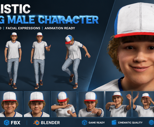 Stylized Modern Boy Character  Fully Rigged with Expressions
