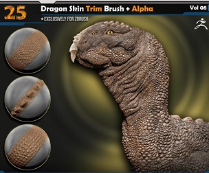Dragon Skin Trim Brush + Alpha | Vol.08