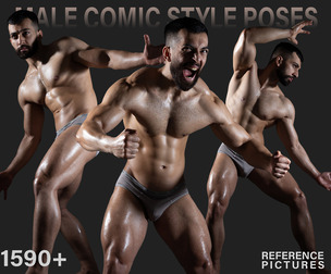 Male Comic Style Poses – 1590+ Dynamic 360° Reference Pictures for Artists