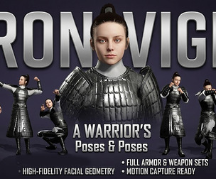 Rigged Asian Female Warrior in Ancient Armor 3D Character