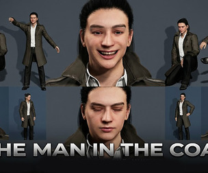 Rigged Male Character in Trench Coat Modern Detective Agent