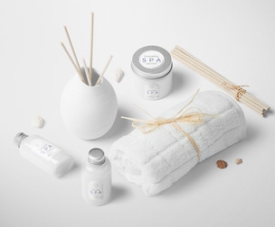 Cosmetic Mockup Scene PSD, Beauty Product Branding Template, SPA & Wellness Packaging Mockup