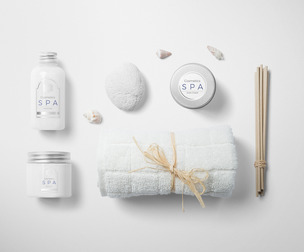 Cosmetic Mockup Scene PSD, Beauty Product Branding Template, SPA & Wellness Packaging Mockup