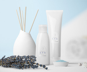 Cosmetic Mockup Scene PSD, Beauty Product Branding Template, SPA & Wellness Packaging Mockup