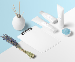 Cosmetic Mockup Scene PSD, Beauty Product Branding Template, SPA & Wellness Packaging Mockup