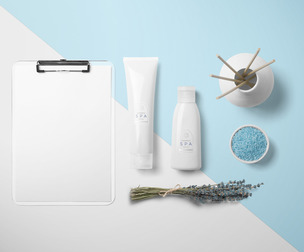 Cosmetic Mockup Scene PSD, Beauty Product Branding Template, SPA & Wellness Packaging Mockup