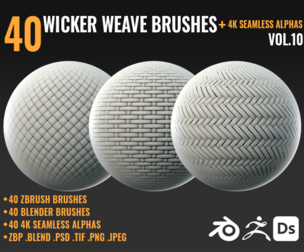 40 WICKER WEAVE BRUSHES + 4K SEAMLESS ALPHAS - VOL 10