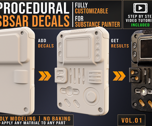Hard Surface SBSAR Decals for Substance Painter – Vol.01