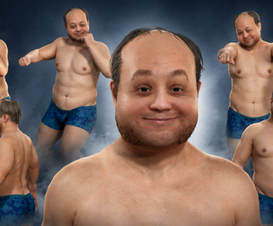 Rigged Middle-Aged Male Base Character Plus Size Chubby Man 3D Model with Facial Rig