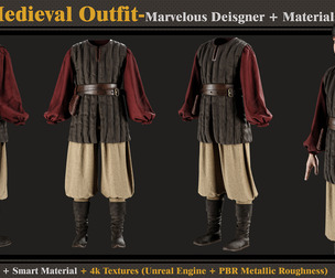 Kids Medieval Outfit- MD-Clo3d- Smart Material- Textures -OBJ-FBX