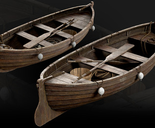 Wooden Fishing Boat Medieval Style