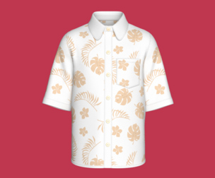 Men Short Sleeve Leaf Printed Button Up Shirt | Marvelous / Clo3d / obj / fbx