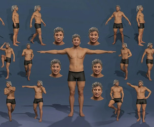 Athletic Man with Silver Hair  Rigged 3D Body Mesh with