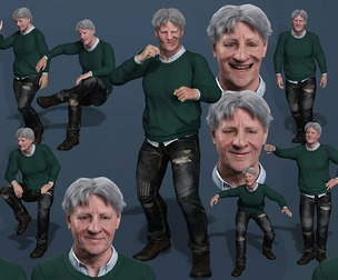 Rigged Senior Casual Man 3D Model with Facial Blendshapes
